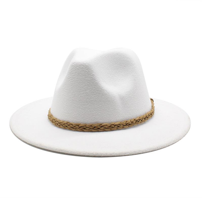 Woolen Jazz Hat Retro Classic Flat Hat Big Eaves Hat Top Hat Felt Hat