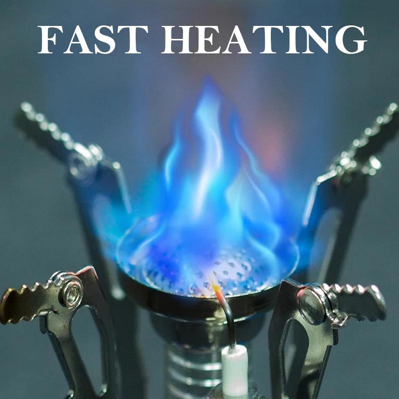 Piquenique ao ar livre acampamento mini fogão integrado fogão portátil com acendedor de fogo eletrônico cooktop utensílios de cozinha para viagem