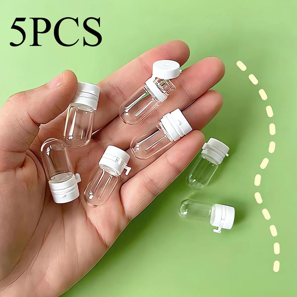 

5pcs Clear Leak-Proof Travel Bottle for Makeup Remover & Lotion, Portable Dispenser with Flip-Top Essence Bottled Separately 2ml&Glass