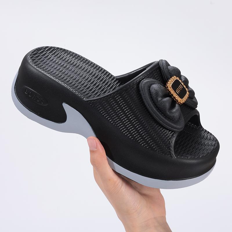 Fashion Smile New Platform Sandals Women for Summer 2025 6CM Heightened Bow Sandals with Antiskid Sole Stylish EVA Slippers For Women