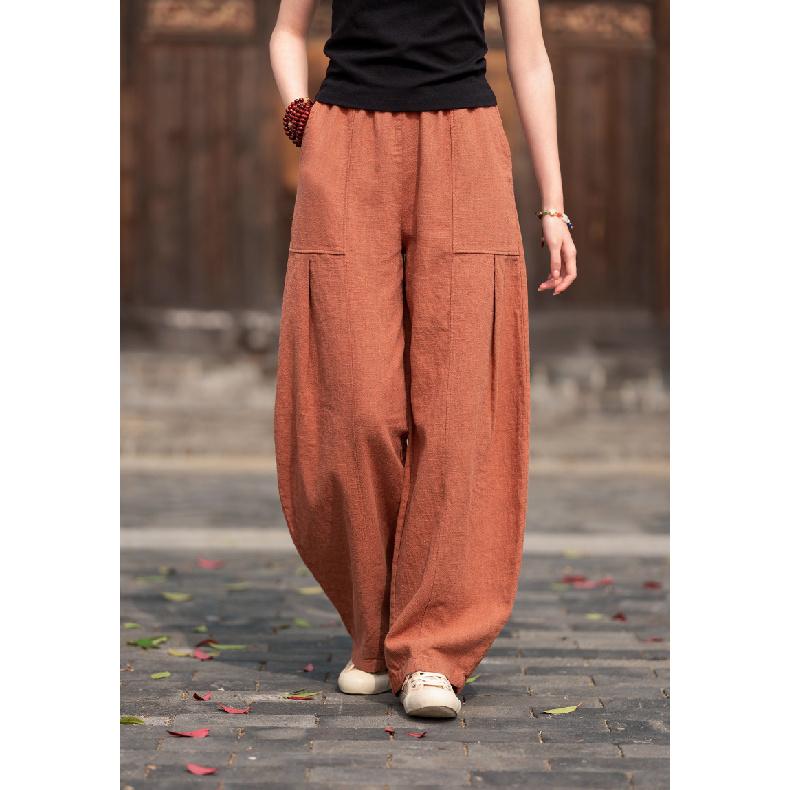 2026 Spring/Summer New Style Artistic Cotton-Linen Loose Slimming Casual Women s Lantern Pants S