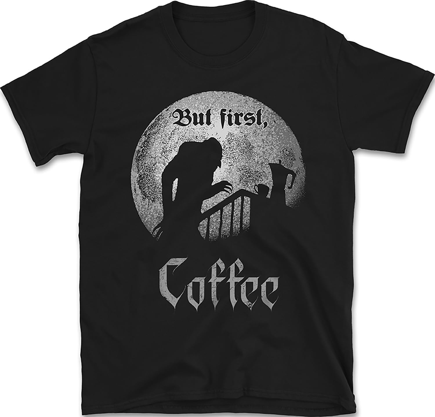 

But First, Coffee T-Shirt | Gothic Horror Parody Tee | Funny Vampire Morning Graphic Shirt 5XL різнокольоровий