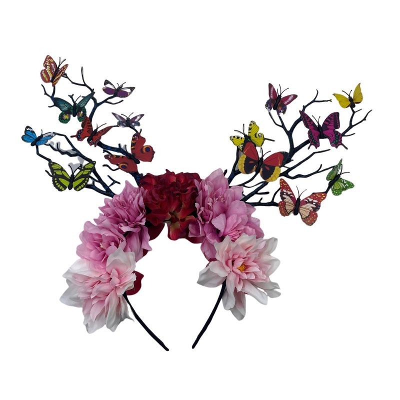 Simulated butterfly headband, fashion exaggerated simulated flower headdress, branch outfit plays the role of a head buckle