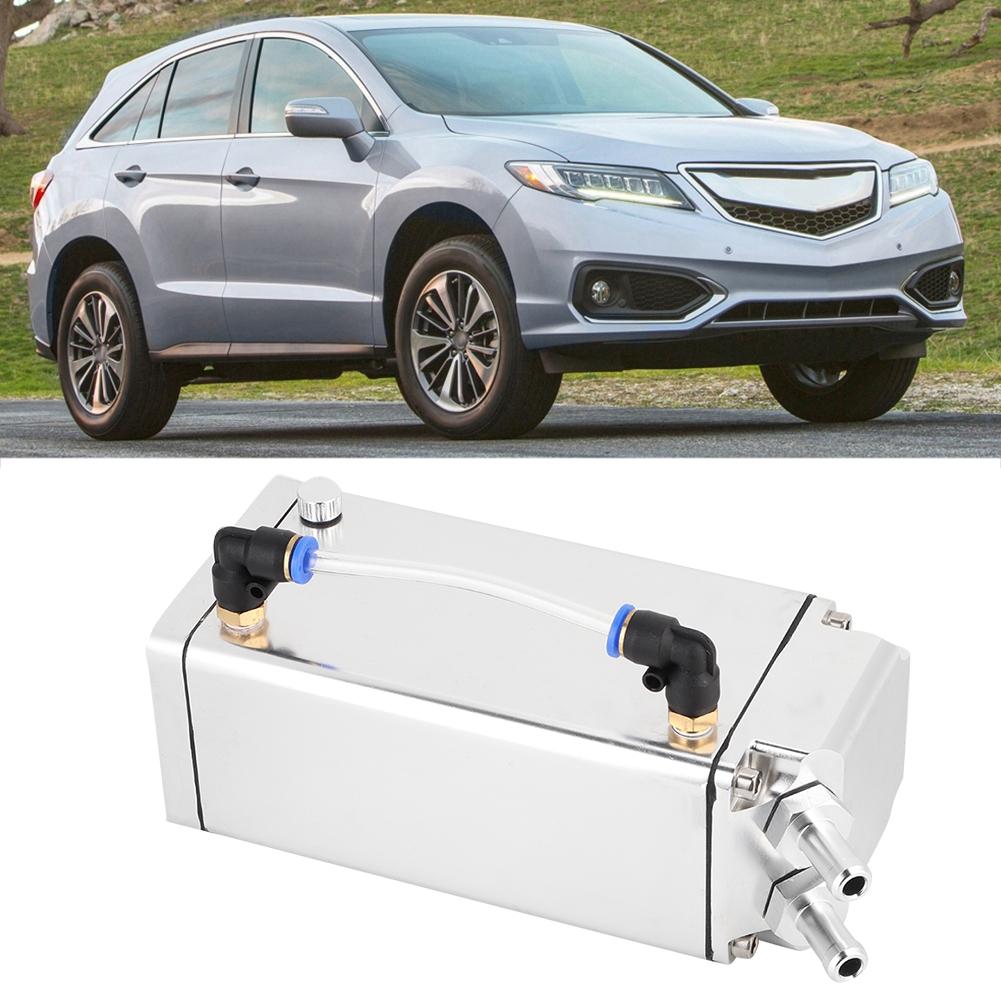 Square Aluminum Racing Oil Catch Tank Breather Can Reservoir Car Modified Accessories (Silver)