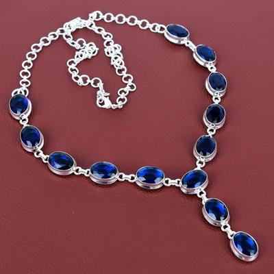 Faceted Iolite Necklace Handmade Gemstone Necklace Antique Jewelry 925 Sterling Silver Necklace Adjustable Chain Necklace Gifts for Mother