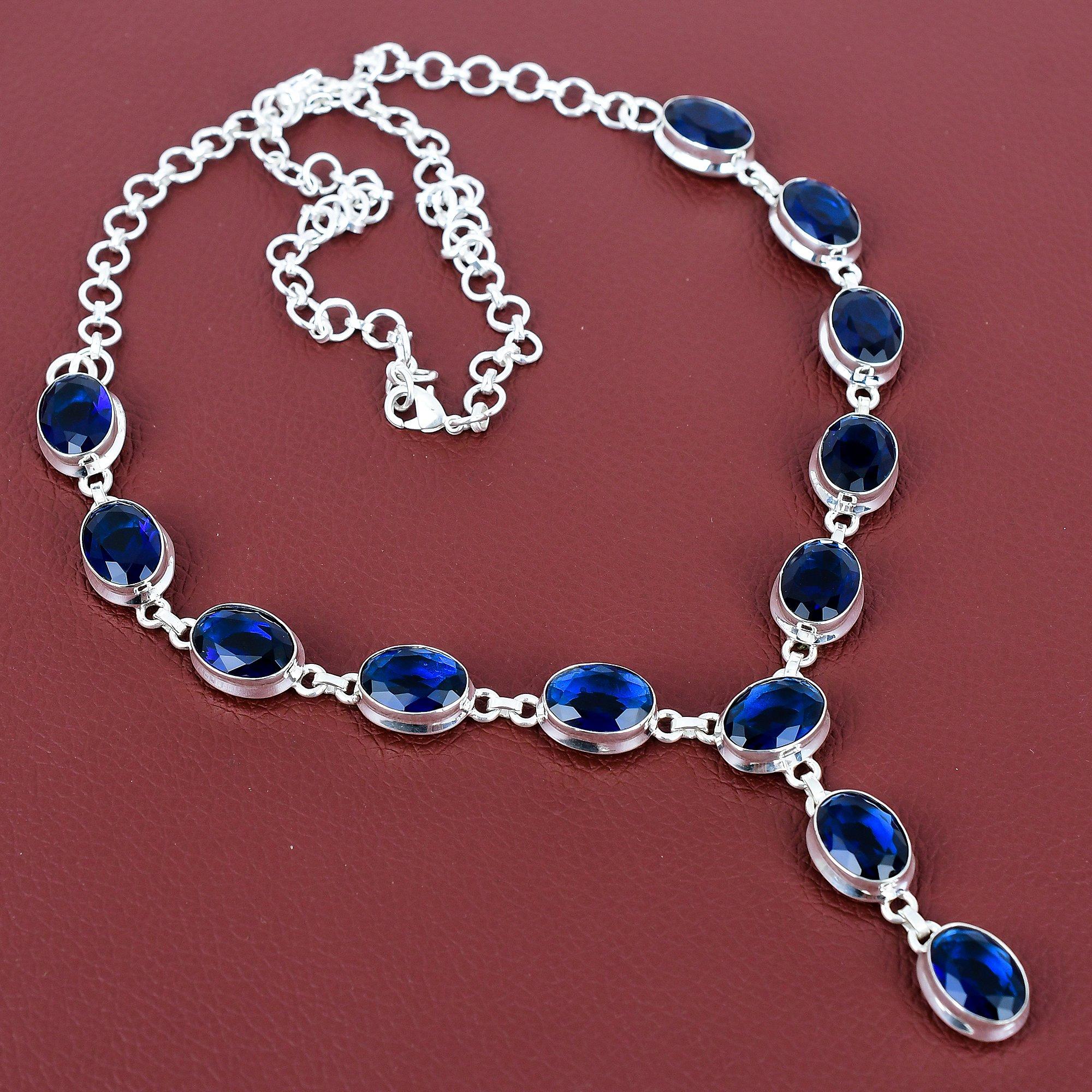 

Faceted iolite necklace handmade gemstone necklace antique jewelry 925 sterling silver necklace adjustable chain necklace gifts for mother Adjustable