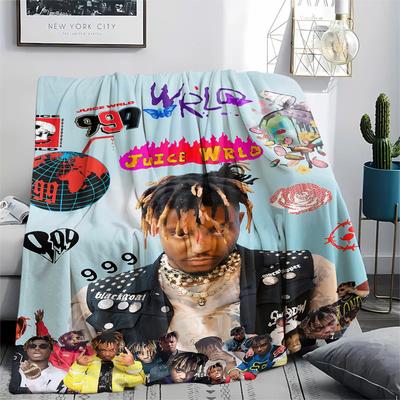 1 szt. Koc Flanelowy z Nadrukiem Juice Wrld, Wysoka jakość, Wygodny na Wszystkie Pory Roku, Wystrój Domu, Ciepło i Komfort, Idealny na Prezenty