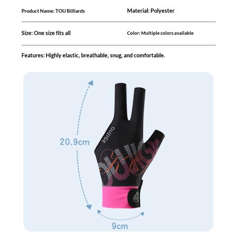 Hand Billiards Gloves Non Slip Left Hand Three Fingers Glove Portable Breathable Elastic Snooker Billiard Glove