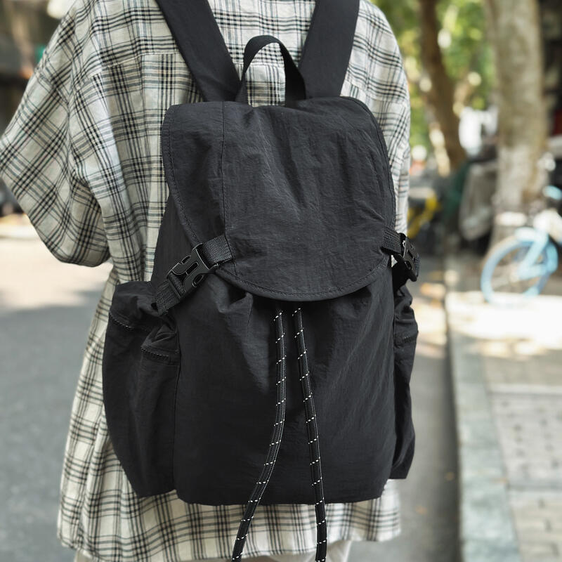 Solid Color Backpack Student Drawstring Schoolbag Large Capacity Backpack