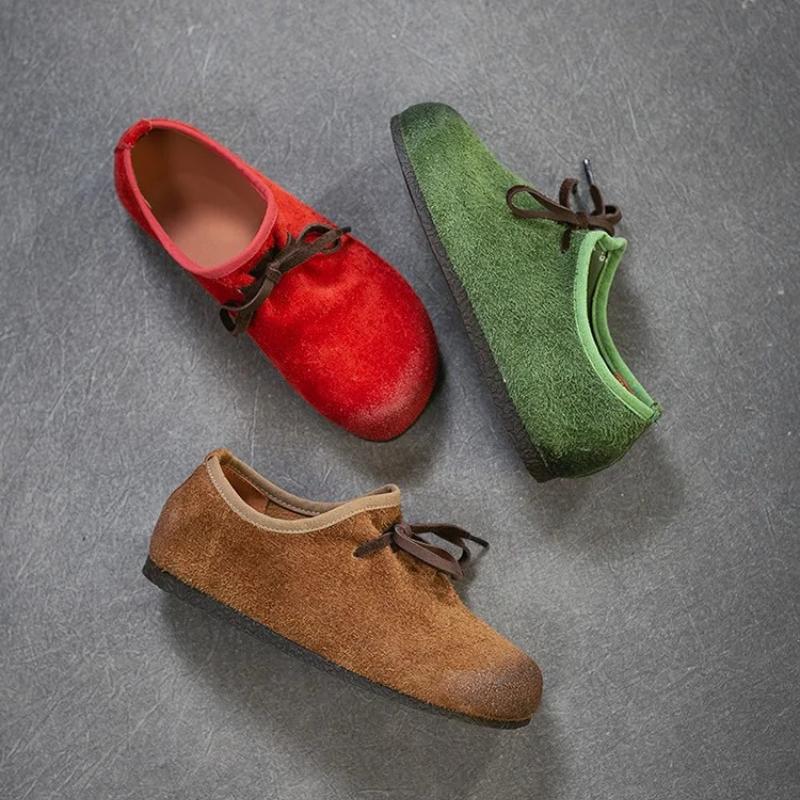 Johnature Vintage Rindsleder Vielseitige Loafer mit weicher Sohle Leichte flache Schuhe für Pendlerinnen