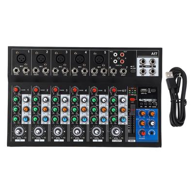 Mezclador de Sonido Profesional 7 Canales Interfaz BT USB Luz Indicadora LED Consola Mezcladora de Sonido para