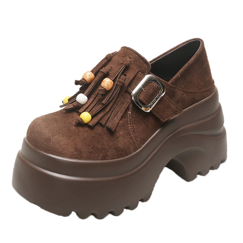 Fashion Womens Loafers Shoes All-Match Female Footwear Clogs Platform Slip-on Summer New Comfortable Dress Creepers Spring Lace-Up