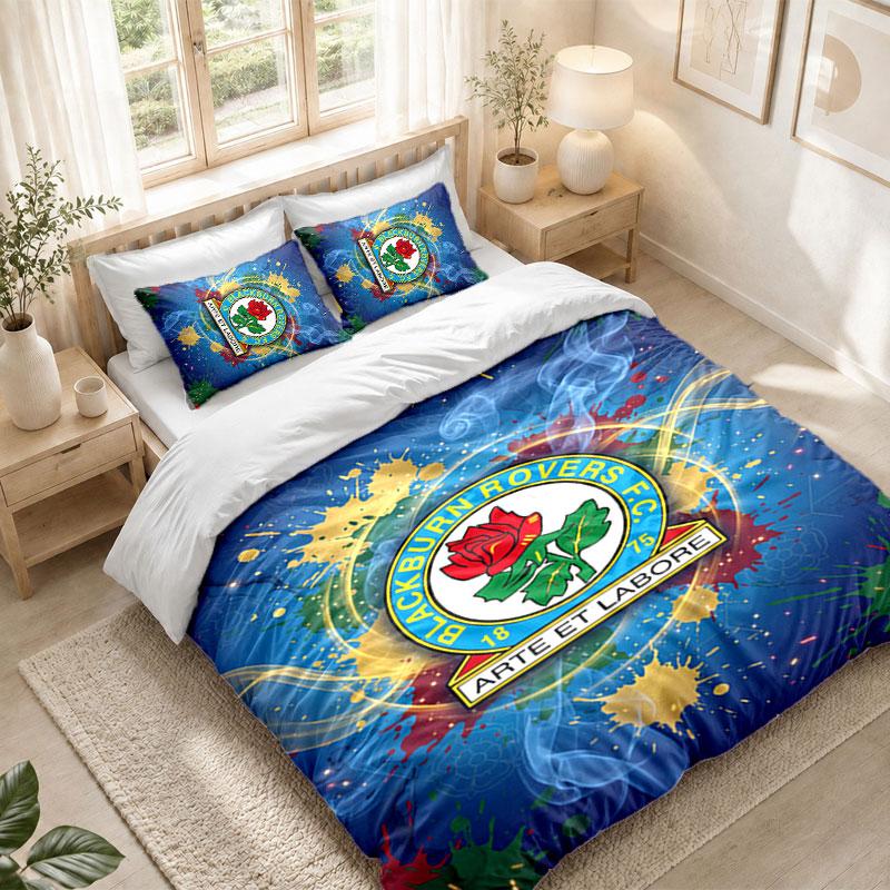 Bedding Set 1 Duvet Cover 2 Pillowcases Blackburn Rovers Football Print Bedroom Home Decoration