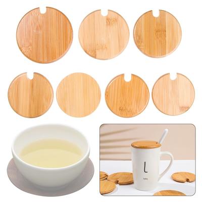 Kitchen Organization Bamboo Wood Seasoning Bottle Caps Lid With Spoon Hole Wooden Lids Mug Cover