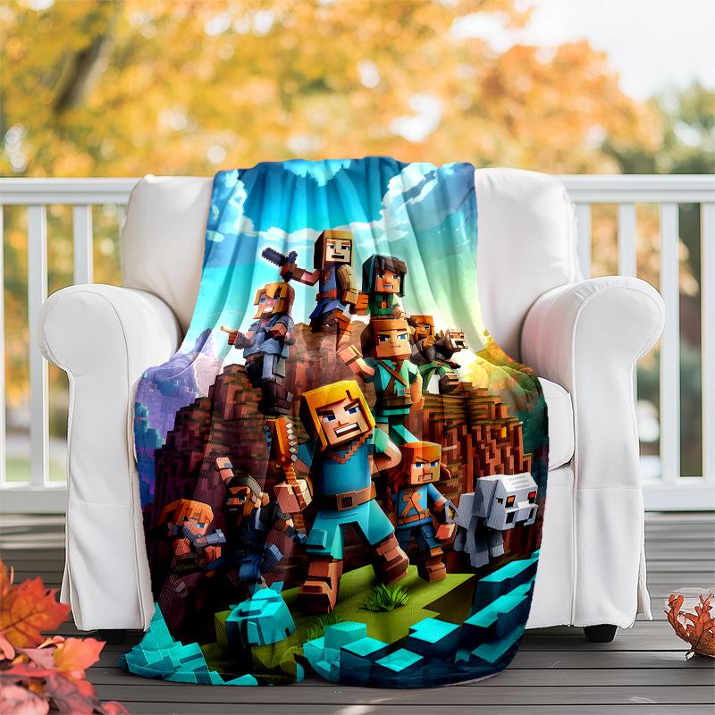 Minecraft Theme Printed Blanket - Perfect for Couch, Bed, Travel & Outdoor Use | Machine Washable, Cozy & Durable.