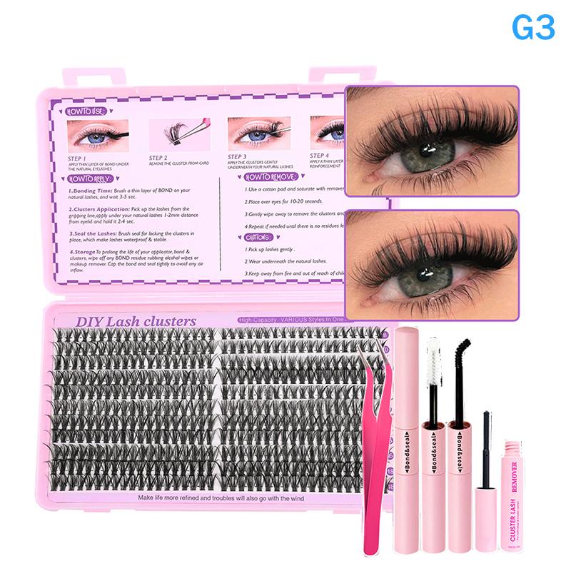 Lashes Cluster Diy Lash Extension Mixed Tray Clusters Eyelashes Fluffy Individual Lashes With Lash Bond And Seal And Tweezers