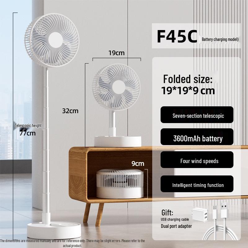 Compact Foldable Office Desk Fan: Rechargeable, Oscillating, Strong Wind, Long Battery Life, Portable for Student Dorms