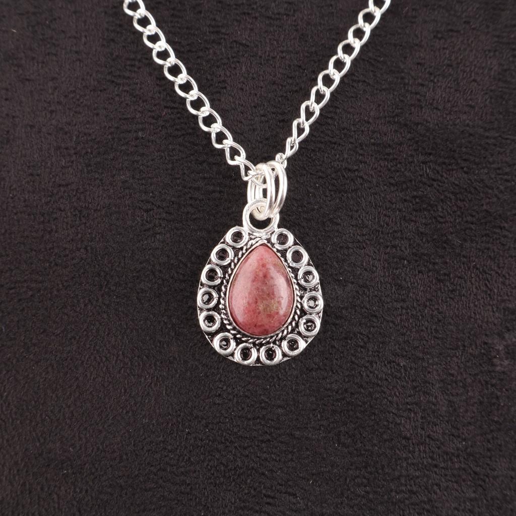 Black Rhodonite Stone 925 Sterling Silver Best Friend Gift Anniversary Pendant PP-26-27