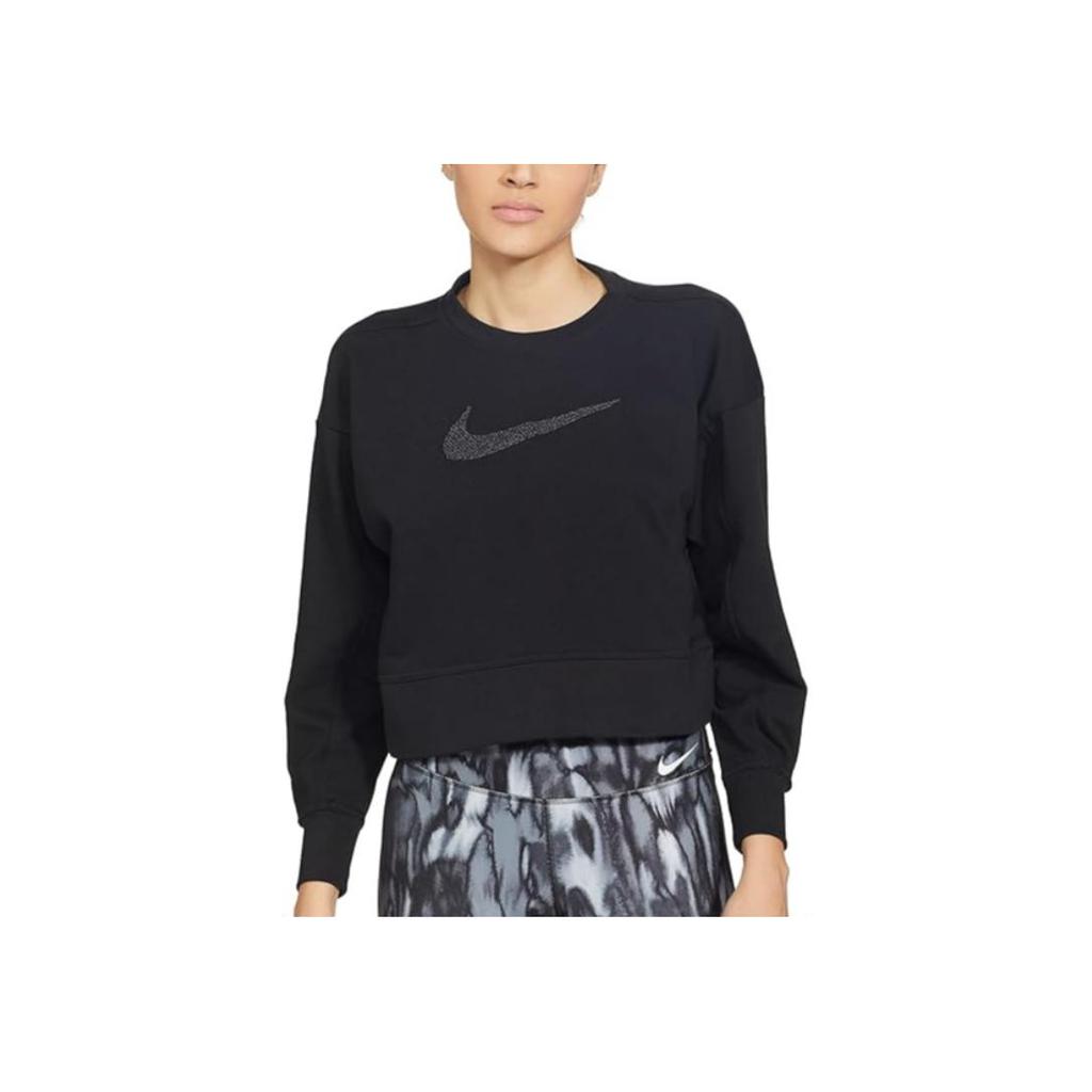 Nike Dri-Fit Get Fit Swoosh Casual Short Sleeve Crew Neck Sweatshirt Women sweatshirt Black CU5507-010