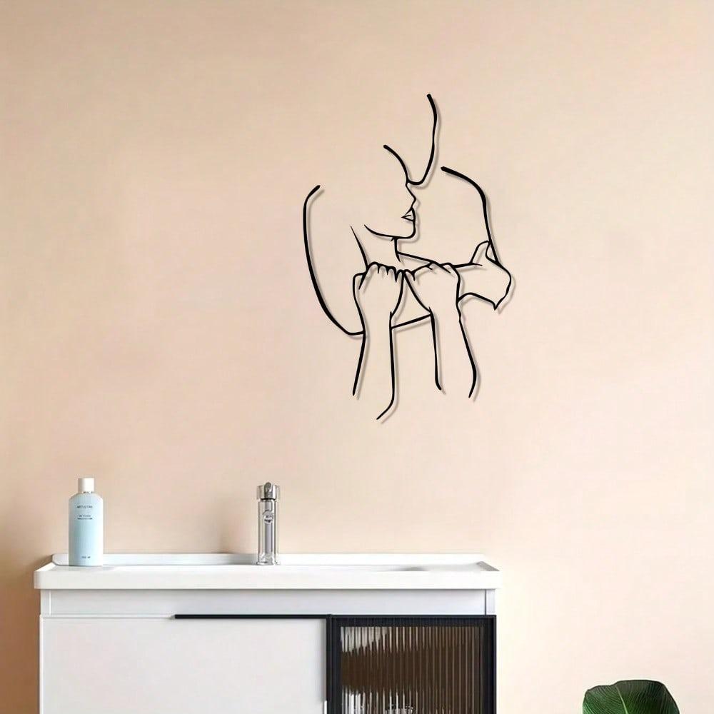 Vintage Couple Metal Wall Art Iron Wire Sculpture Powder Coated Home Decor Gift