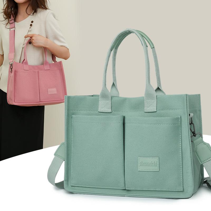 Japanese Minimalist Large-Capacity Crossbody Canvas Backpack & Versatile Tote Handbag.