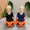 Moving Head Ghost Skeleton Ornament Resin Pumpkins Skeleton Figurines  Micro Landscape Ornaments