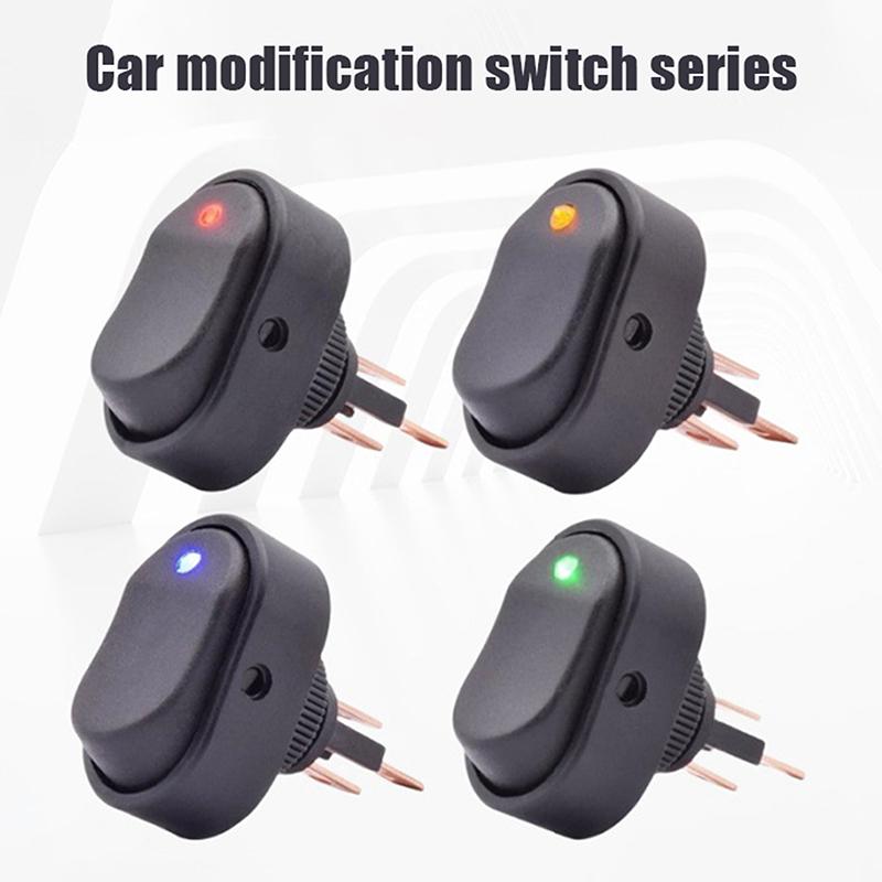 2Pcs 3 Pin LED Lighted On Off Switch Toggle Switch 12V 30A Oval Rocker Switch For Automative Car RV Marine Boat
