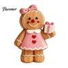 Seasonal Decorative Figures Christmas Gingerbread Man Ornament, Hand Painted Vintage Wooden Tabletop Cute Decor Figurine, Rustic Holiday for