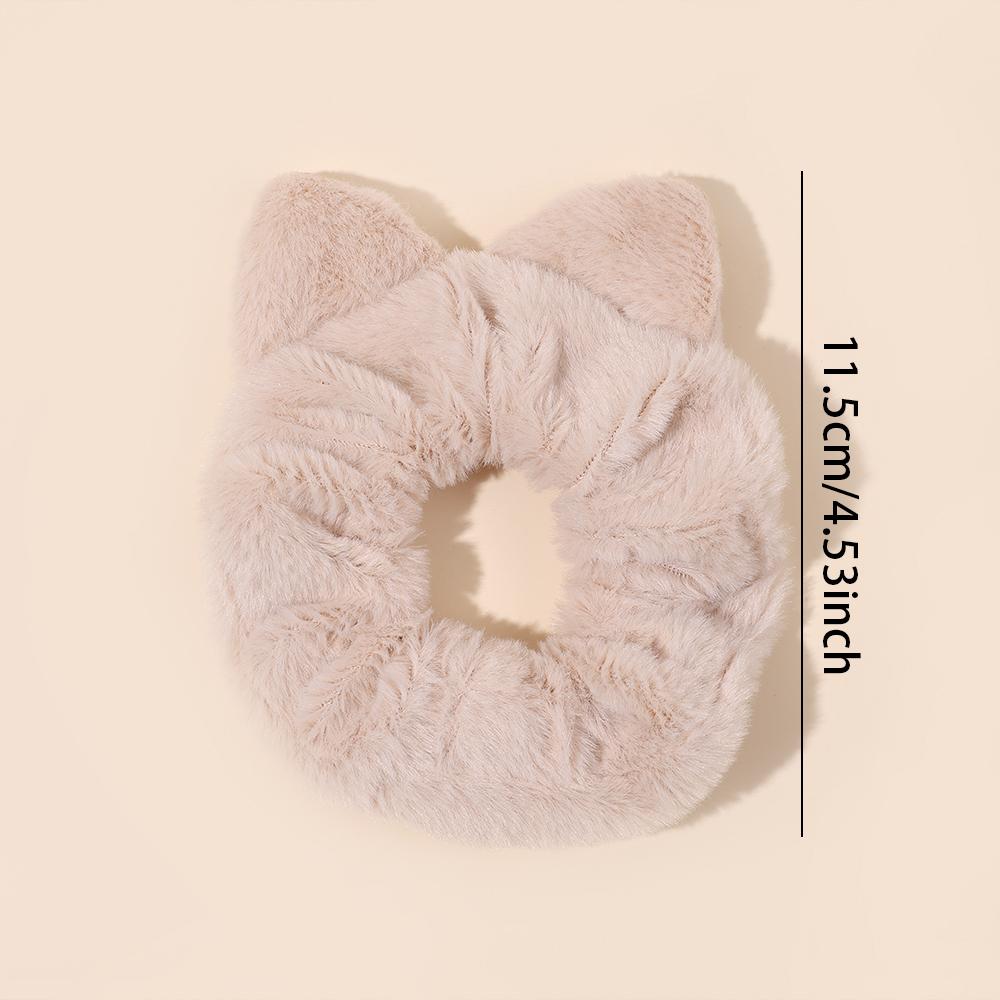Cat Ear Furry Scrunchies For Girls Women High Elastic Soft Korean Style Hair Tie Ponytail Holder Rubber Band Hair Accessories