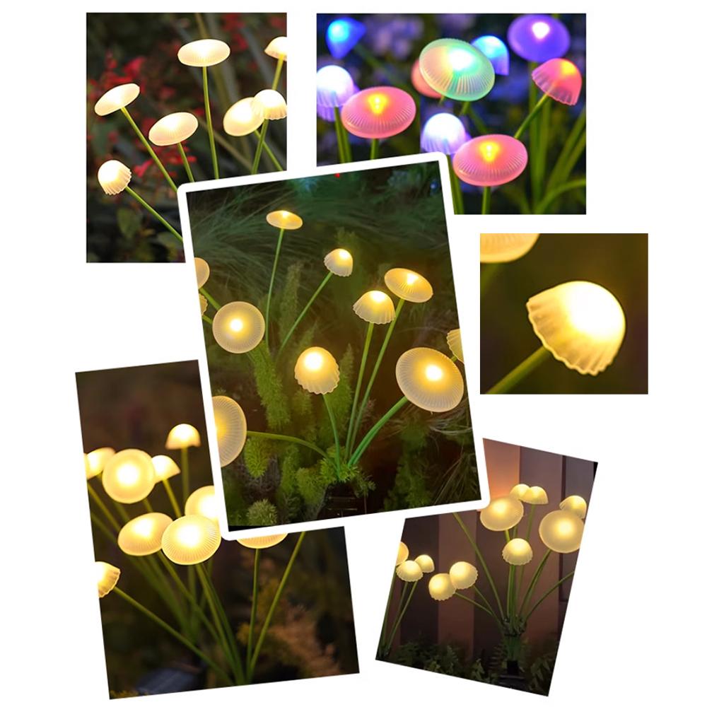 Outdoor Solar Silicone Garden Lights IP65 Waterproof Jellyfish Firefly Swing Lights LED Bi-Color Decoration Patio Holiday Party