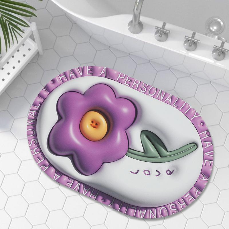 New Cartoon Smiley Face 3D Expansion Bubble Visual Stereo Drain Mat Toilet Kitchen Bathroom Non-slip Quick Dry