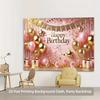 2D Flat Banner, 1 Piece of Pink Birthday Party Backdrop Fabric