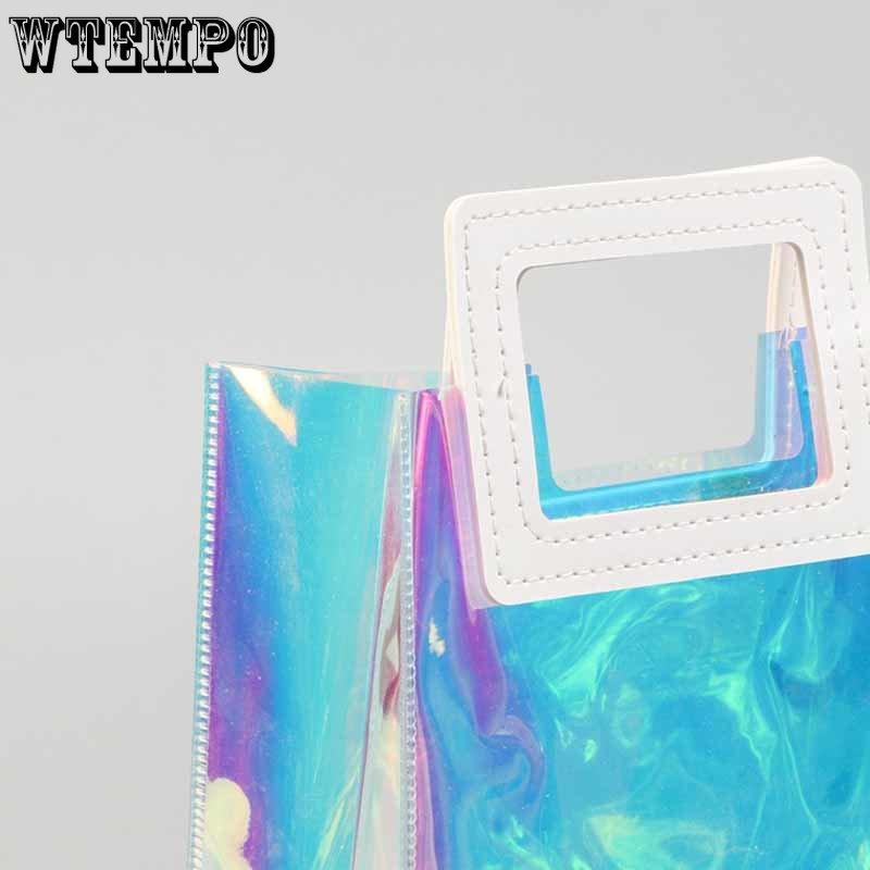1pcs Reusable Laser Gift Bags with Handle, PVC Handbags, Heavy Duty Gift Wrap Bags Party Favors Bags