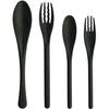 NagaO Heat-Resistant Plastic Dinner Cutlery Set 4 Pieces Black Dishwasher Safe Made Japan