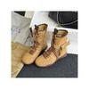 Sheepskin Version Retro Versatile Leather Boxing Boots Women's Short Boots Strap Side Zipper Outer Wear Mountaineering Training Martin Boots