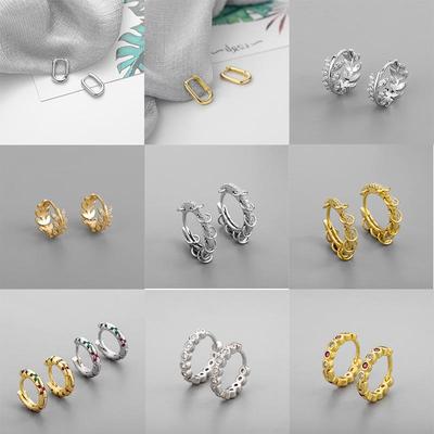 Korean Style S925 Sterling Silver Gold-Plated Diamond Earrings for Women