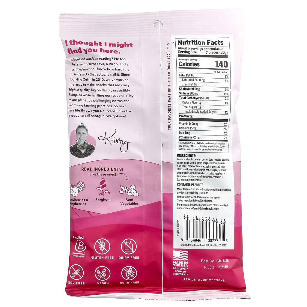 Quinn Snacks, Field Pretzel Nuggets, PB&J Berry, 6 oz (170 g)