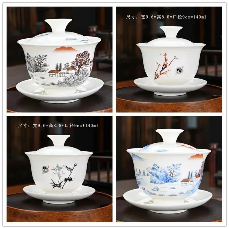 Chinese Handmade Sancai Gaiwan Ceramic Tea Tureen with Lid Bowl Saucer Teacups Teaware Home Decor Kung Fu Porcelanas Tea Cup