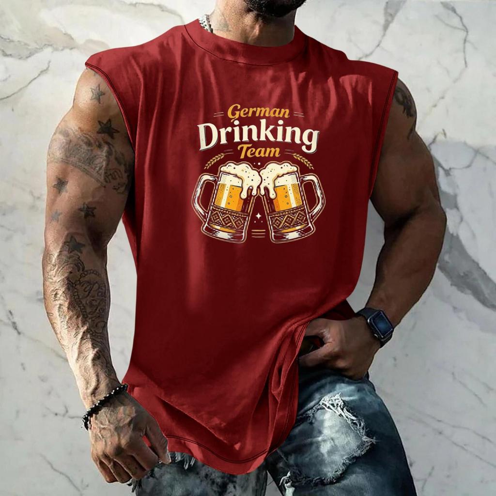 Men Sleeveless Tank Top Loose Fit Casual Streetwear Sport Vest with Unique Texture Print Suitable for Festival Holiday Daily Wear