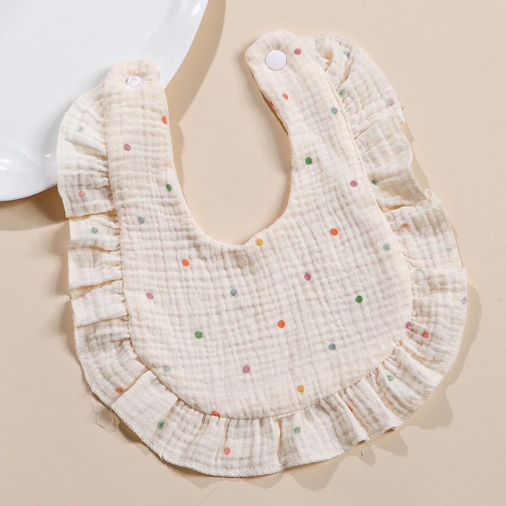 Cute Ruffle Edge Baby Bibs Kids Feeding Anti Dirty Bibs Infant Burp Cloths Newborn Fashion Pure Cotton Feeding Set Accessories