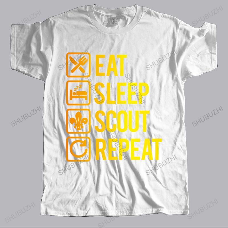 

New Fashion brand t shirt black tops for men EAT SLEEP SCOUT REPEAT funny Unisex Teeshirt Men O-neck Teeshirt drop shipping S