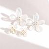 White Resin Flower Shape With Zircon Earrings for Women Stainless Steel Transparent Earrings Elegant Jewelry Gift