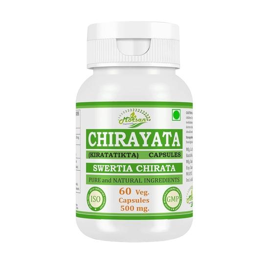 Morsan Nutraveda Chirayata Kapseln (Swertia Chirata) – 60 Vegane Kapseln, 500 mg | Unterstützt Immunität, Lebergesundheit & Entgiftung