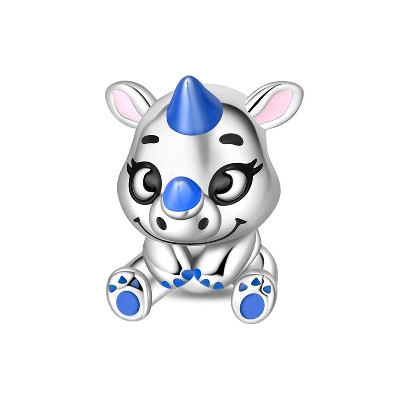 Lnlaid With Zircon Crown Charm Beads Copper Pink Robot Poodle Dangle For Original Braceletccharms Pendant Jewelry