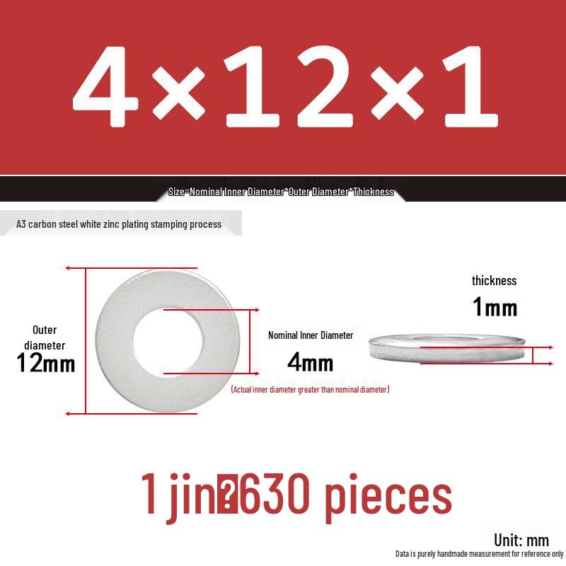 Extra Thick Galvanized Iron Flat Washer, Round, M3-M62