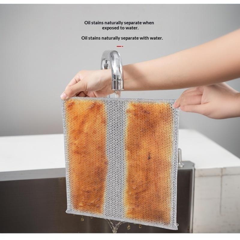 5/10 Stk. Sølvtråd Polyester Rengøringsklude Våd Tør Dobbeltbrug Ikke Ridsende Til Køkken Opvask Gryde Komfur Bordplade Rengøring