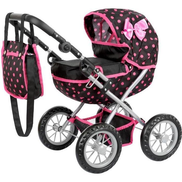 Kinderplay Poussette Poupee, Poussette Jouet - Poussette Landeau Bebe pour Poupée, Gondola, Poignée hauteur entre 33 et 63, KP0262G