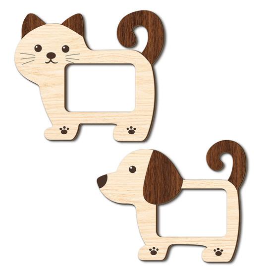 1/2 Stück Cartoon Katze Holz Fotorahmen Hund Form Bildhalter Dekoration für Zuhause Büro Schreibtisch Tierliebhaber Geschenk