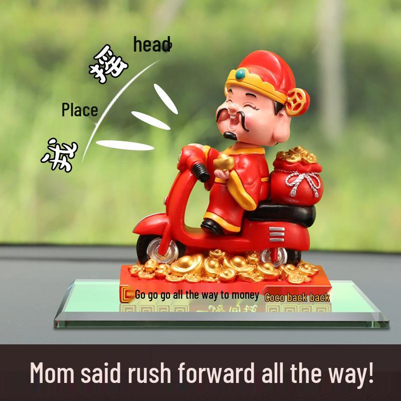 Shaking Head God of Wealth Car Ornament - New Year Fortune Desktop Decoration