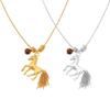 Collier Long Luxueux Présentant un Charme de Cheval et des Pompons Finition Rétro Chaîne de Pull pour le Style Quotidien